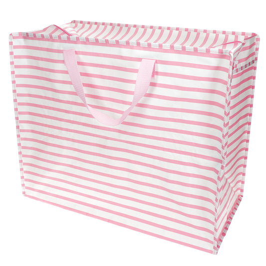 Rex London Jumbo Opbergtas Pink Stripes – XXL Verhuistas met Rits – Grote Opbergzak voor Was, Beddengoed & Opslag