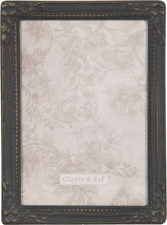 Clayre & Eef Fotolijst 14*2*19 cm / 13*18 cm Zwart Ijzer Rechthoek Fotokader Wissellijst Foto Frame