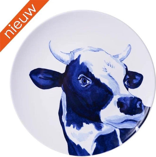 Heinen Delfts blauw wandbord Koe 31 cm