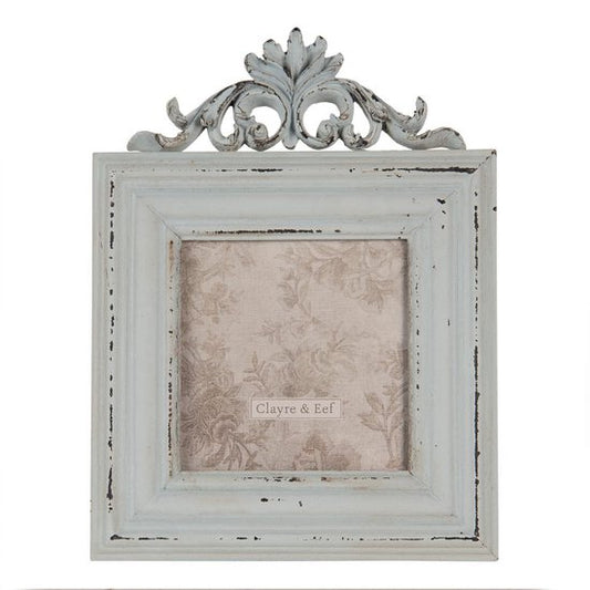 Clayre & Eef Fotolijst 16*2*21 cm / 10*10 cm Blauw MDF, Glas Rechthoek Fotokader Wissellijst Foto Frame