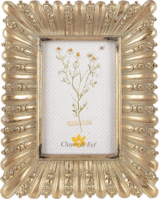 Clayre & Eef Fotolijst 10x15 cm Goudkleurig Kunststof Glas Fotokader Wissellijst Foto Frame