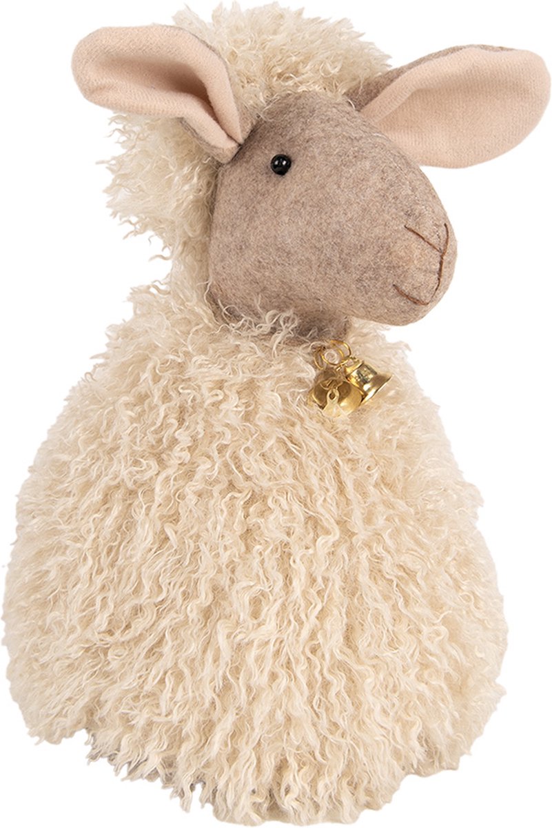 Clayre & Eef Deurstopper Schaap 20x21x28 cm Beige Stof