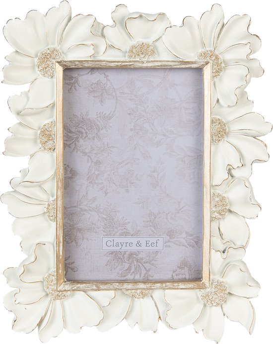 Clayre & Eef Fotolijst 10*15 cm Wit Kunststof Fotokader Wissellijst Foto Frame