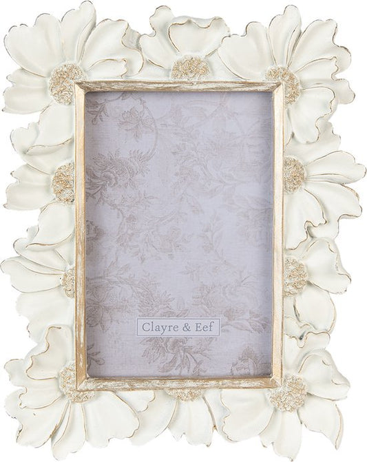 Clayre & Eef Fotolijst 10*15 cm Wit Kunststof Fotokader Wissellijst Foto Frame