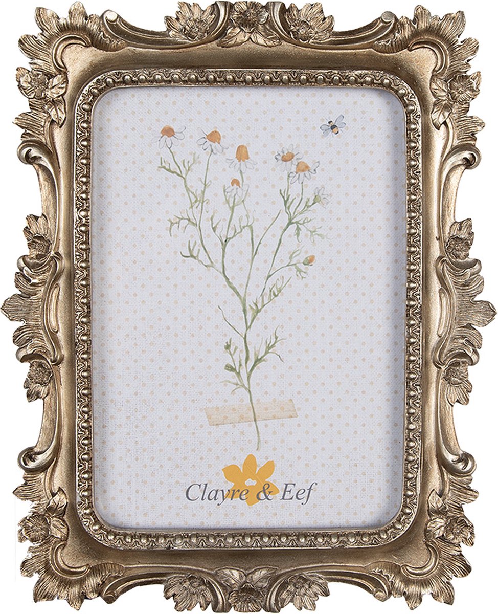 Clayre & Eef Fotolijst 13x18 cm Goudkleurig Kunststof Glas Rechthoek Fotokader