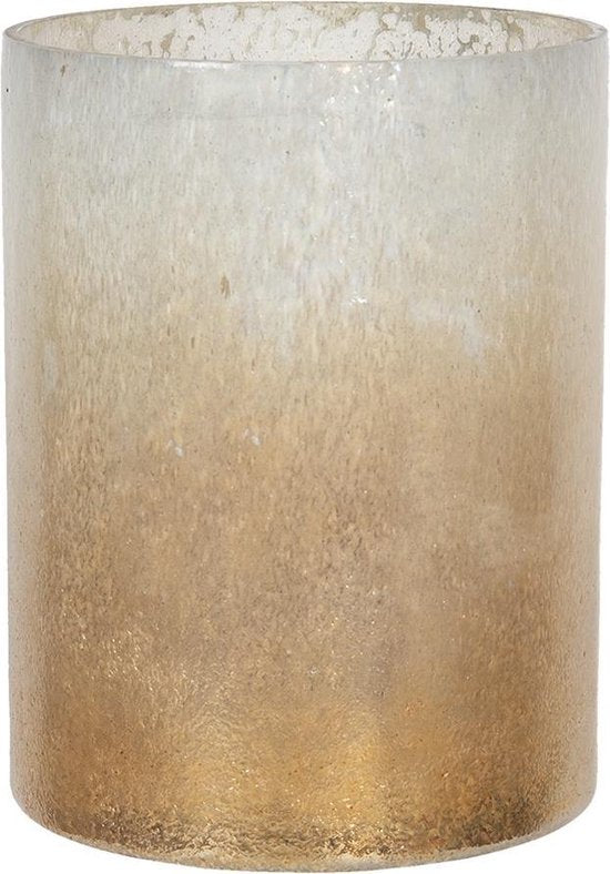 Clayre & Eef Glazen Theelichthouder Ø 15*20 cm Transparant Glas Rond Waxinelichthouder Windlichthouder