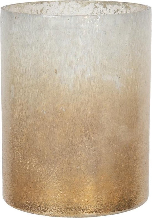 Clayre & Eef Glazen Theelichthouder Ø 15*20 cm Transparant Glas Rond Waxinelichthouder Windlichthouder