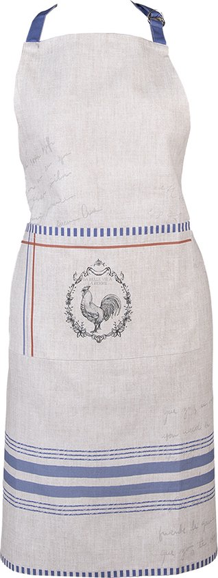 Clayre & Eef Keukenschort 70x85 cm Beige Katoen Haan BBQ Schort Cadeau voor haar Kookschort
