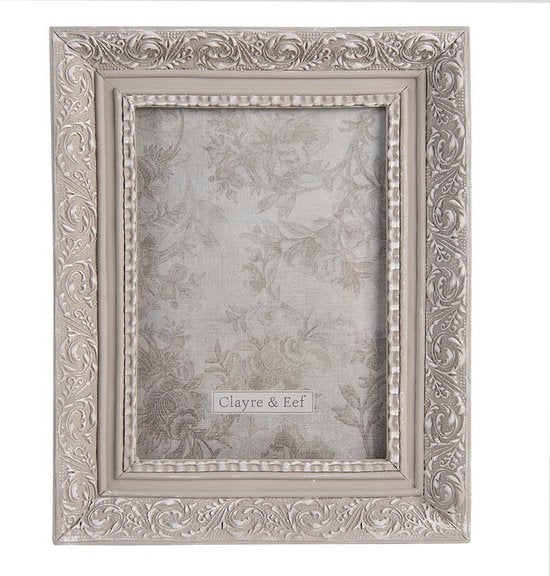 Clayre & Eef Fotolijst 19*2*24 cm / 13*18 cm Grijs Kunststof Glas Rechthoek Fotokader Wissellijst Foto Frame