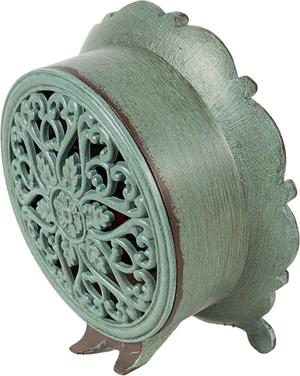 Clayre & Eef Tafelklok 15x7x16 cm Groen IJzer Glas