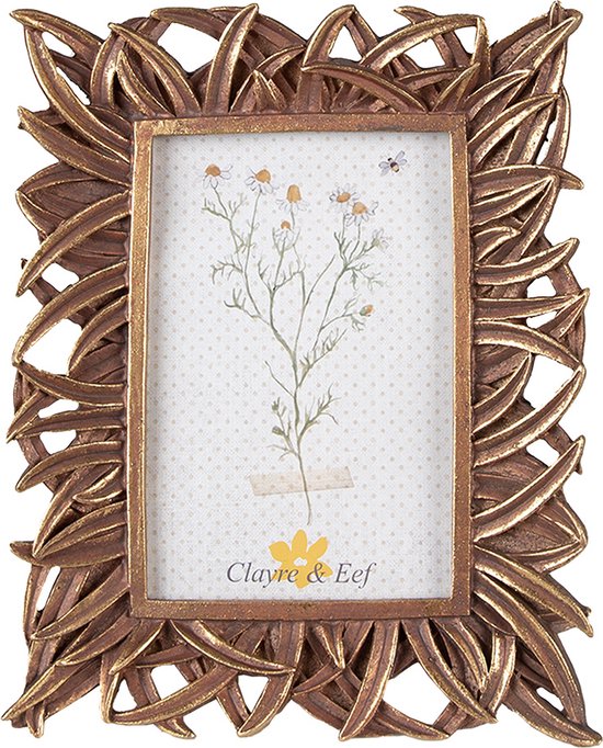 Clayre & Eef Fotolijst 10x15 cm Goudkleurig Kunststof Fotokader Wissellijst Foto Frame