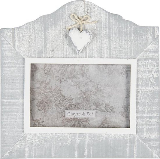 Clayre & Eef Fotolijst 22*2*21 cm / 15*10 cm Grijs MDF Glas Rechthoek Fotokader Wissellijst Foto Frame