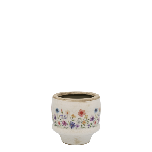 Chic Antique Fleurville Bloempot / Plantenpot – Met Wilde Bloemen decoratie – Frans-landelijke Decoratie