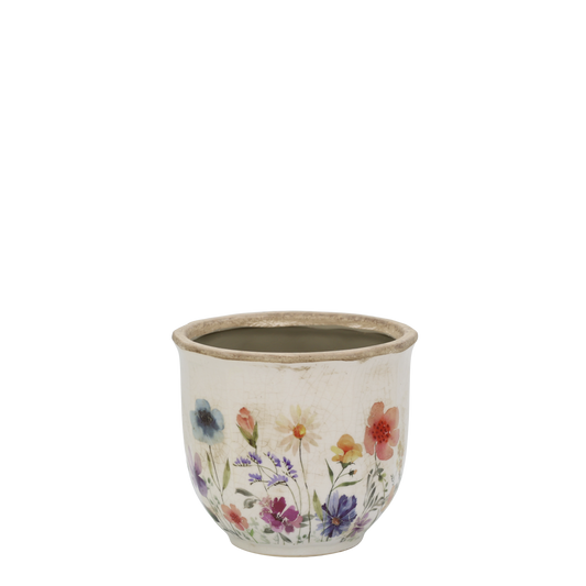Chic Antique Fleurville Bloempot / Plantenpot – Met Wilde Bloemen decoratie – Frans-landelijke Decoratie