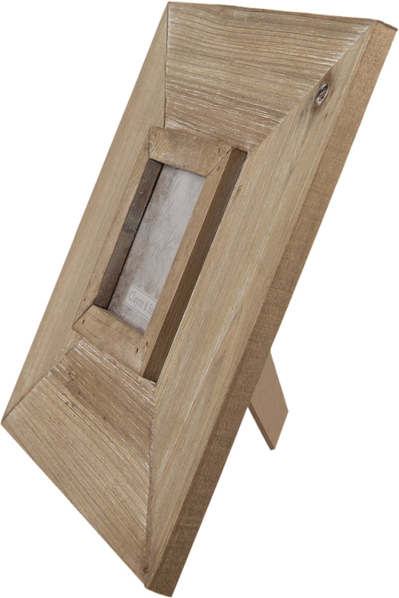 Clayre & Eef Fotolijst Bruin Hout Vierkant Fotokader Wissellijst Foto Frame