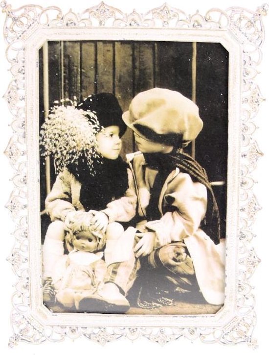 Fotolijstje met kronen wit Rechthoek - foto 10 x 15 cm