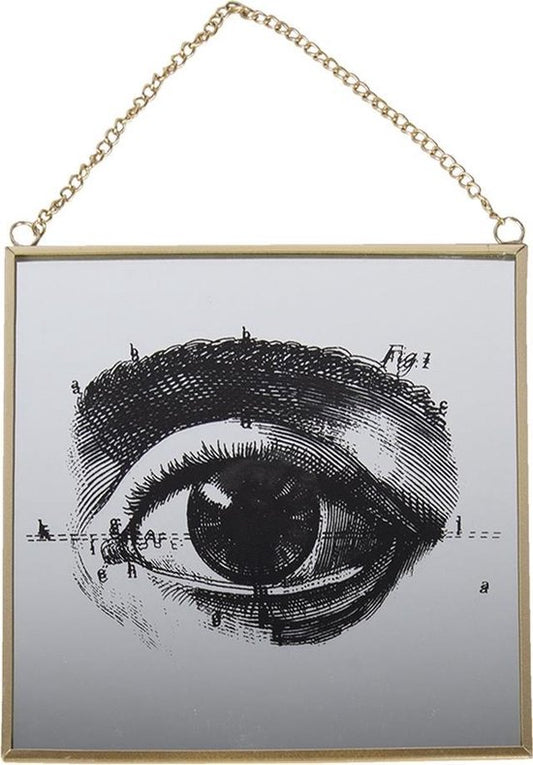 Clayre & Eef Decoratie hanger 20*1*20 cm Grijs Metaal Glas Vierkant Oog Woondecoratie