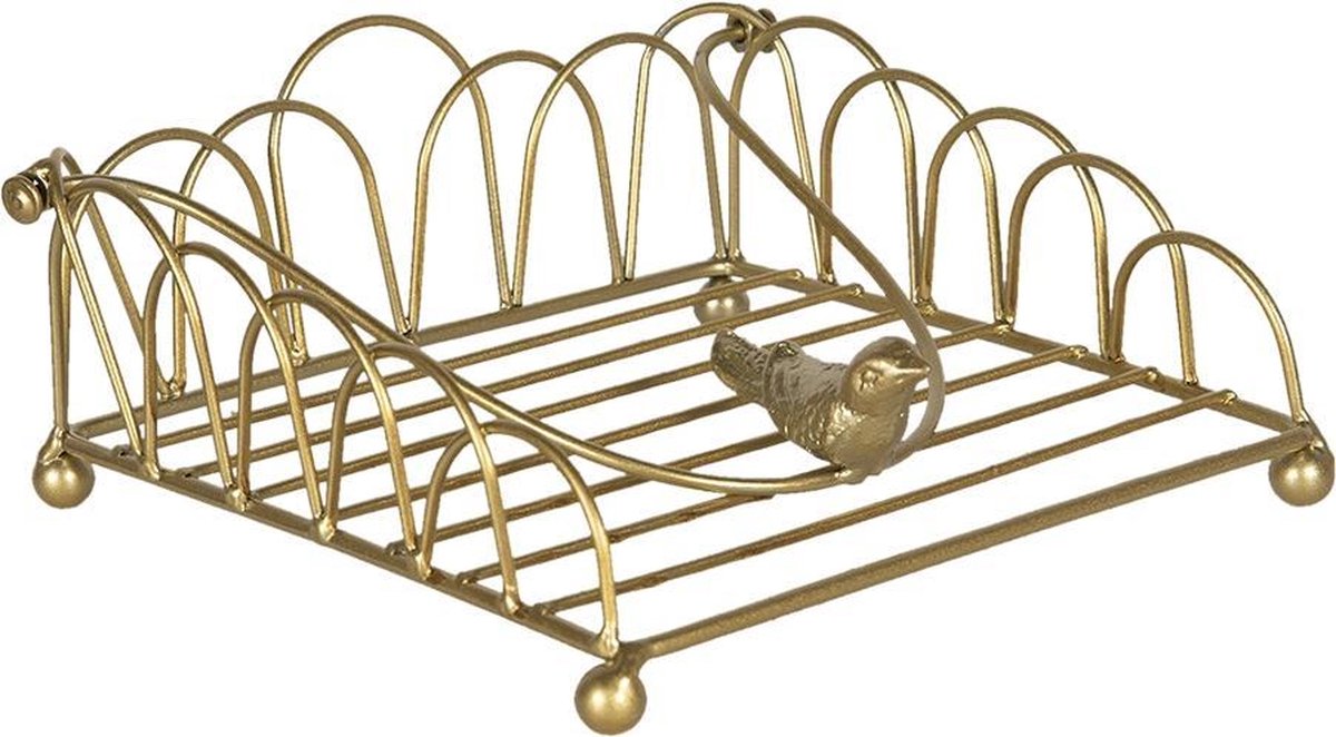 Clayre & Eef Servettenhouder 20x20x9 cm Goudkleurig Ijzer Vierkant Servethouder