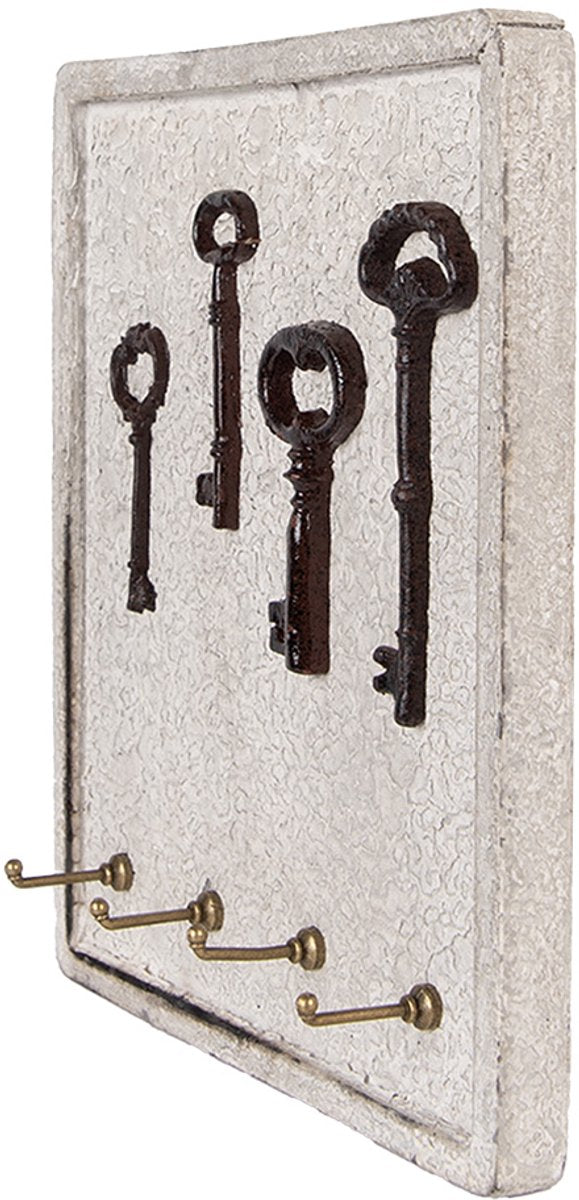 Clayre & Eef Sleutelrekje 22x5x25 cm Beige Hout Metaal