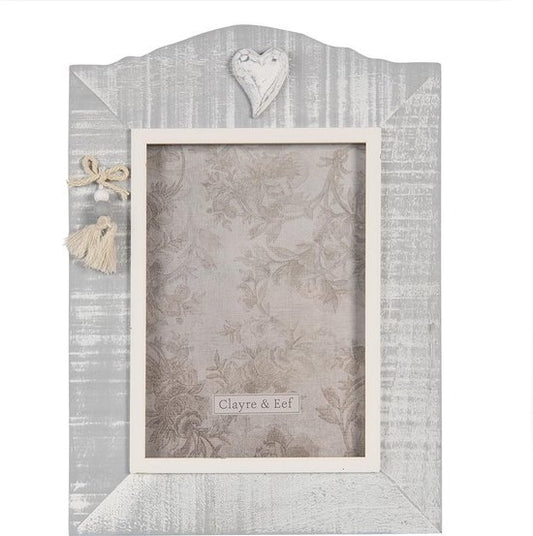 Clayre & Eef Fotolijst 20*2*27 cm / 13*18 cm Grijs MDF Glas Rechthoek Fotokader Wissellijst Foto Frame