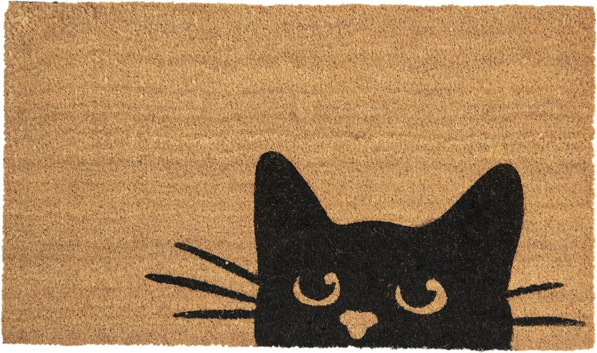 Clayre & Eef Deurmat 75x45 cm Bruin Kokosvezel Rubber Rechthoek Kat Kokosmat Mat Schoonloopmat