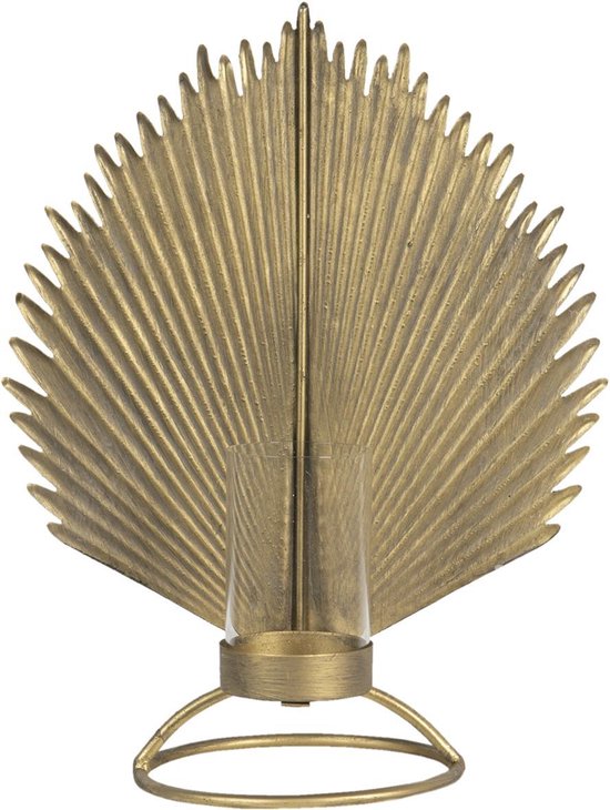 Clayre & Eef Decoratie Blad 24*14*32 cm Goudkleurig Ijzer Decoratief Figuur Decoratieve Accessoires Woonaccessoires