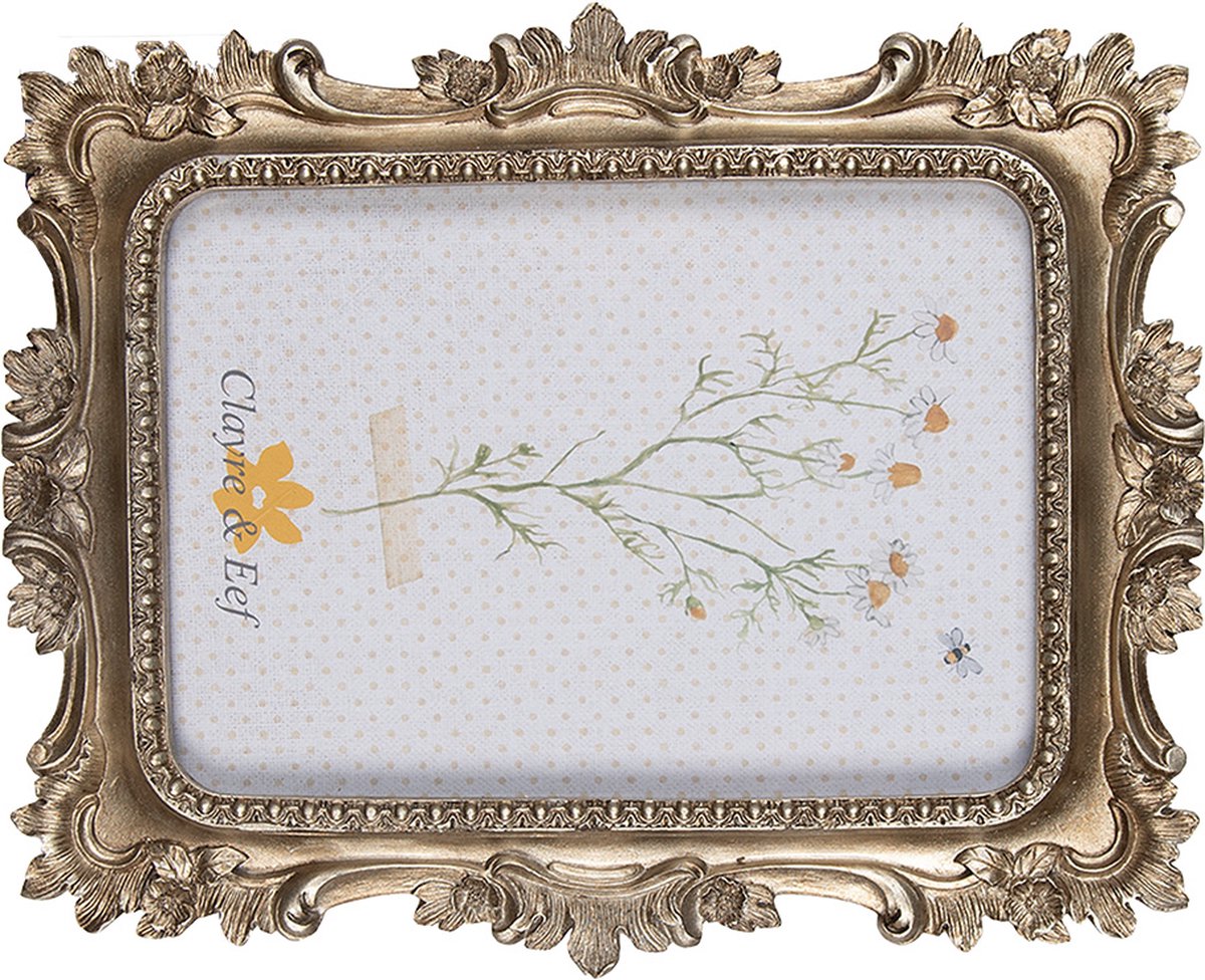 Clayre & Eef Fotolijst 13x18 cm Goudkleurig Kunststof Glas Rechthoek Fotokader