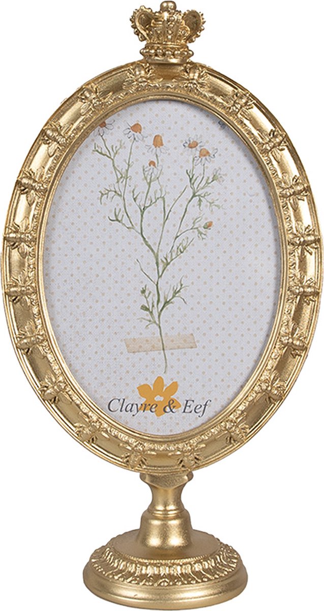 Clayre & Eef Fotolijst 13x18 cm Goudkleurig Kunststof Glas Ovaal Fotokader