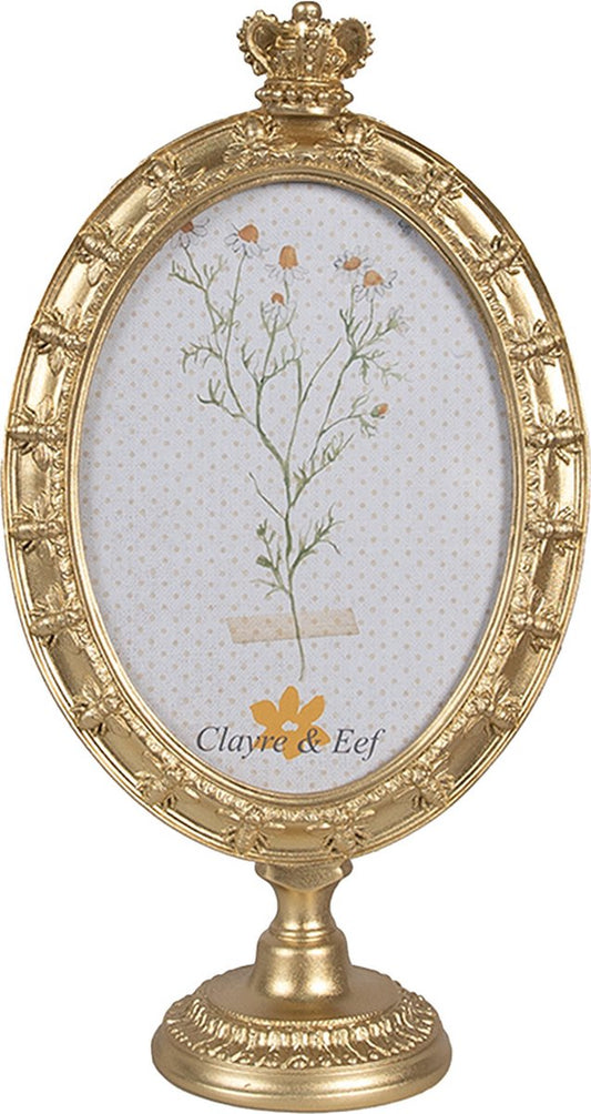 Clayre & Eef Fotolijst 13x18 cm Goudkleurig Kunststof Glas Ovaal Fotokader
