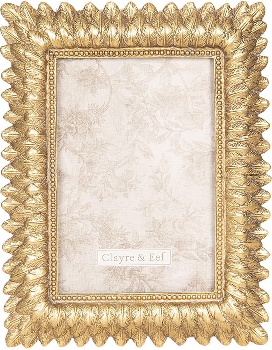 Clayre & Eef Fotolijst 16*2*20 cm / 10*15 cm Goudkleurig Kunststof, Glas Rechthoek Fotokader Wissellijst Foto Frame