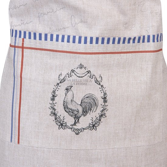 Clayre & Eef Keukenschort 70x85 cm Beige Katoen Haan BBQ Schort Cadeau voor haar Kookschort