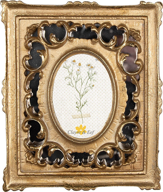 Clayre & Eef Fotolijst 7x9 cm Goudkleurig Kunststof Glas Rechthoek Fotokader