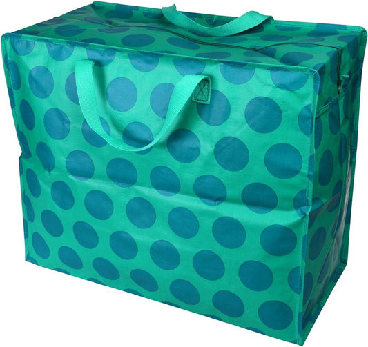 XXL tas / Jumbo tas Spotlight blue on turquoise - groen met blauwe stip