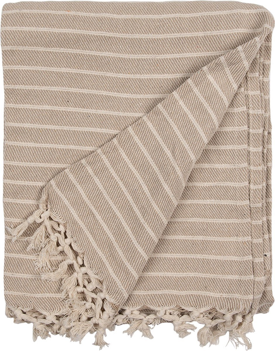 Clayre & Eef Plaid 125x150 cm Beige Katoen Strepen Deken