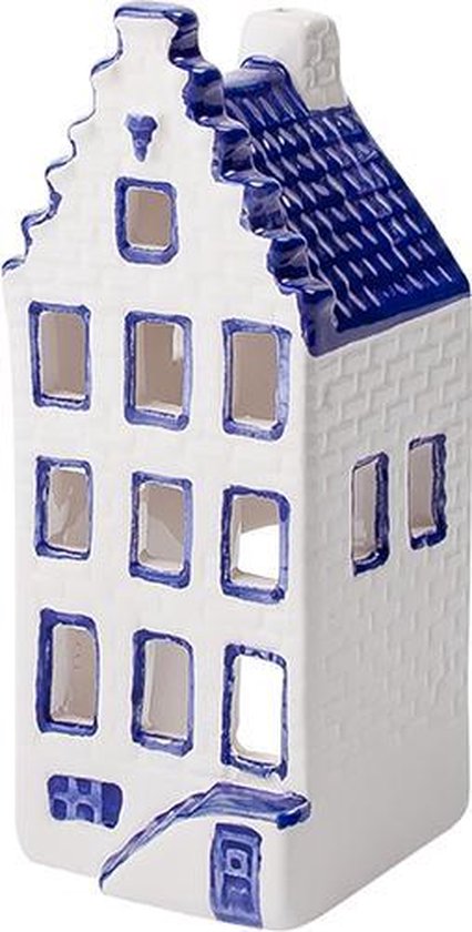 Waxinehouder Huis trapgevel Set van 2 | Heinen Delfts Blauw | Grachtenpand | Waxinelichthouder