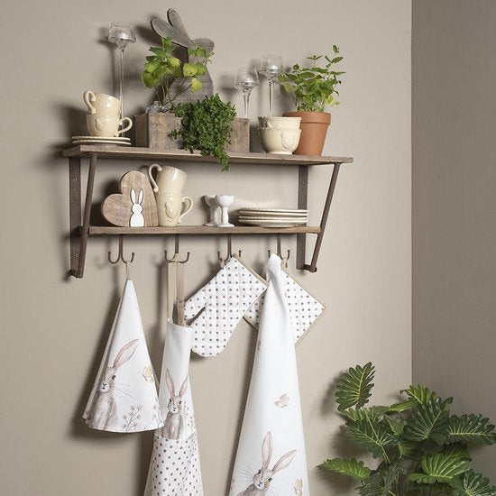 Clayre & Eef Kop en schotel 12*9*7 cm / Ø 15*2 cm / 200 ml Beige Keramiek Rond Kip Servies Cadeau voor haar Cappuccino