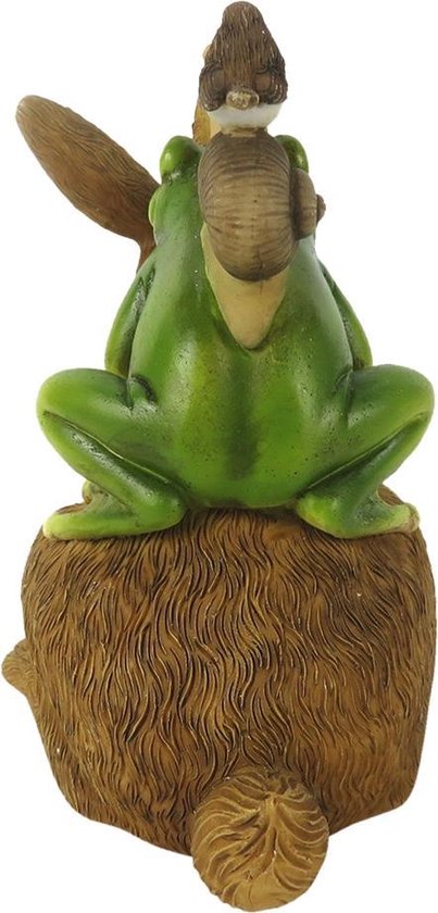 Clayre & Eef Beeld Konijn 13x7x11 cm Bruin Groen Kunststof Woonaccessoires Pasen Paashaas