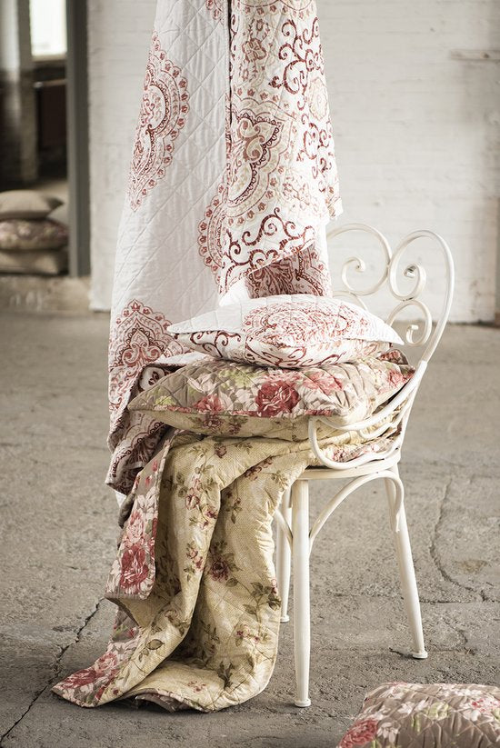 Clayre & Eef Kussenhoes 40*40 cm Wit Polyester Vierkant Krullen Sierkussenhoes Kussen hoes