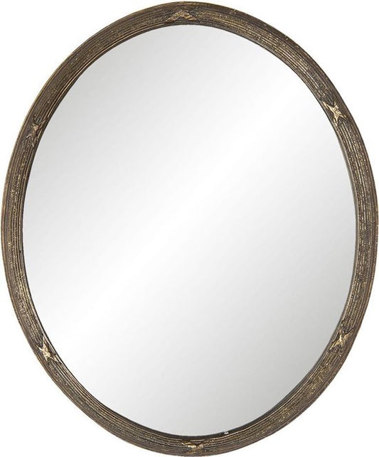 Clayre & Eef Wandspiegel 22*1*27 cm Bruin Kunststof, Glas Ovaal Grote Spiegel Muur Spiegel Wand Spiegel