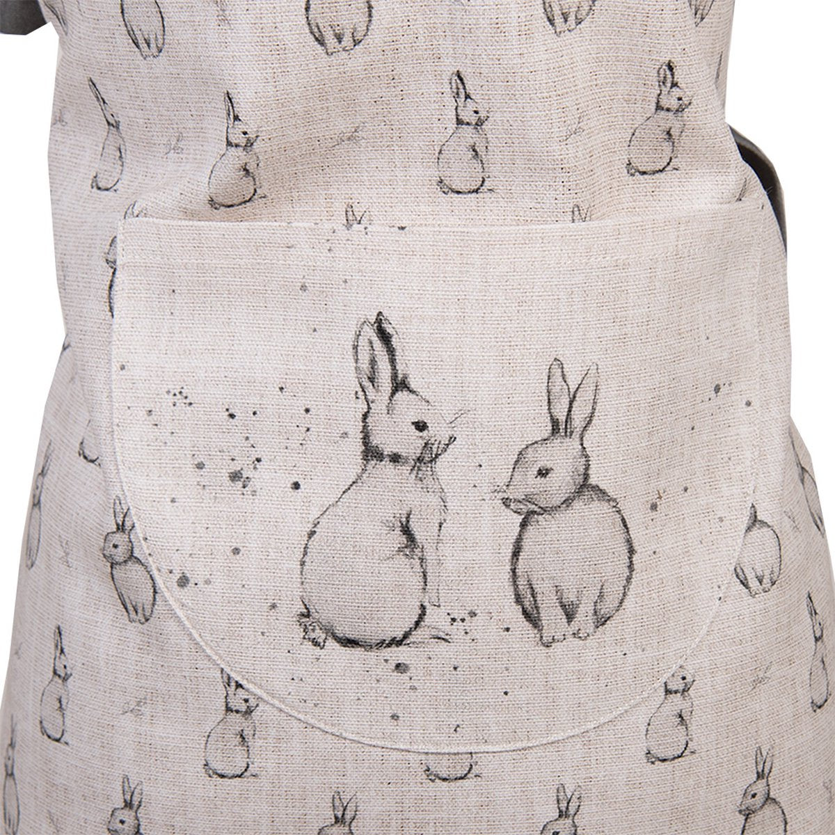 Clayre & Eef Keukenschort Kinderen 56x48 cm Beige Grijs Katoen Konijn