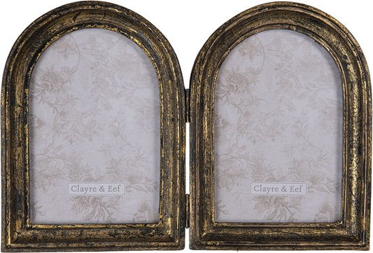 Clayre & Eef Fotolijst 26*3*18 cm / 10*15 cm Bruin Kunststof, Glas Rechthoek Fotokader Wissellijst Foto Frame