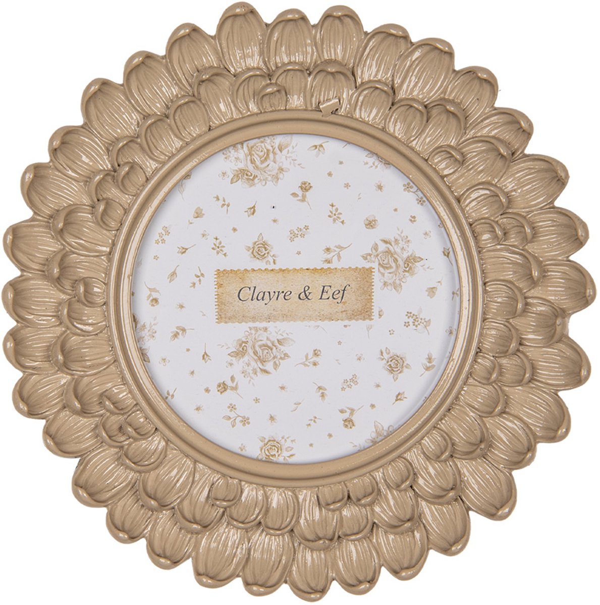 Clayre & Eef Fotolijst Ø 10 cm Beige Kunststof Rond