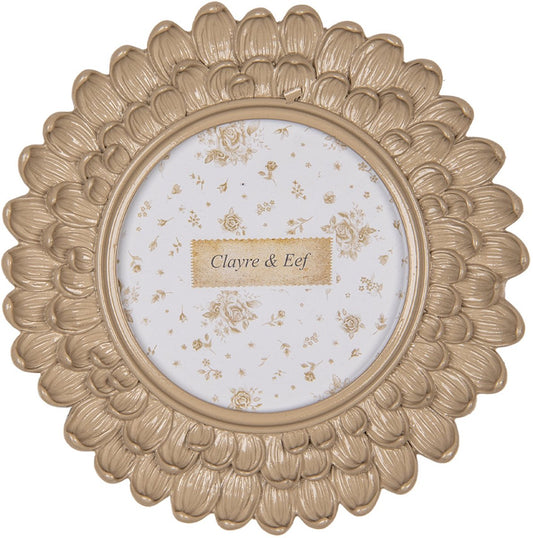Clayre & Eef Fotolijst Ø 10 cm Beige Kunststof Rond