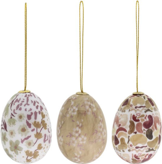 chic antique Paaseieren met Bloemen – Set van 3