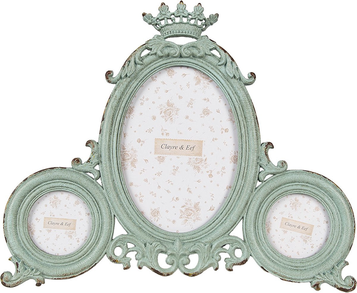 Clayre & Eef Fotolijst 9x13 / Ø 5 cm Groen IJzer Glas Fotokader
