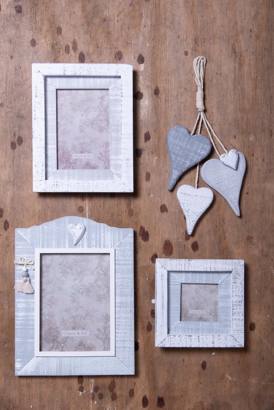 Clayre & Eef Fotolijst 20*2*27 cm / 13*18 cm Grijs MDF Glas Rechthoek Fotokader Wissellijst Foto Frame