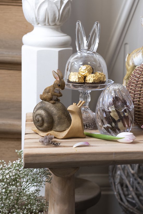 Clayre & Eef Bonbonniere met deksel Ei Ø 9*12 cm Transparant Glas Bonbonschaaltje Bonbonniere Kristal Decoratie Schaal