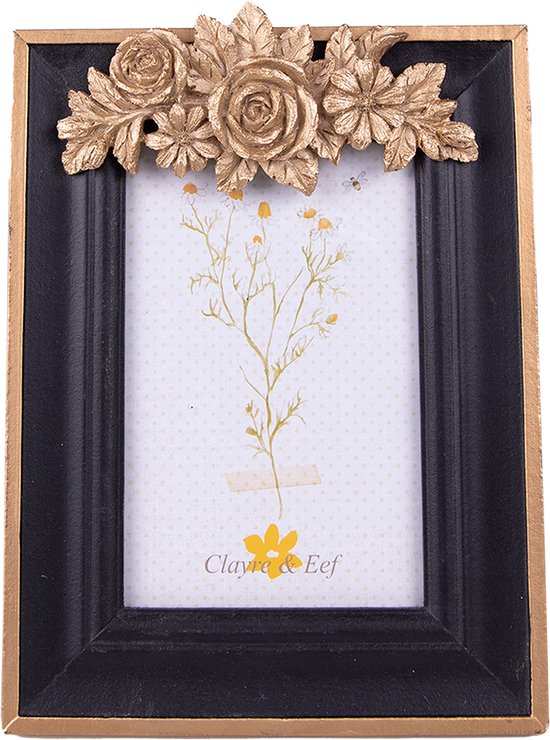 Clayre & Eef Fotolijst 10x15 cm Zwart MDF Rechthoek Fotokader Wissellijst Foto Frame