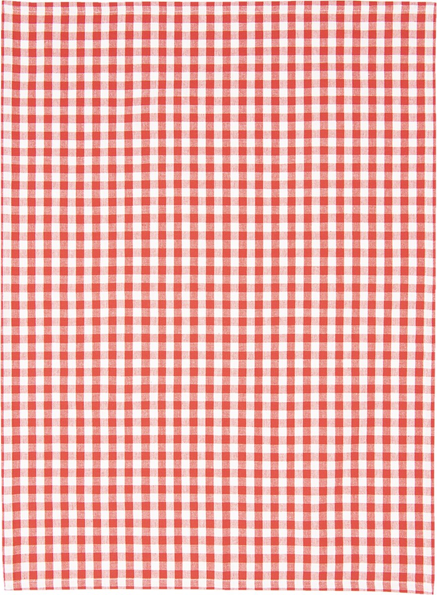 Clayre & Eef Theedoek 50x70 cm Rood Wit Katoen Ruit Keukenhanddoek