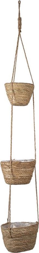 Clayre & Eef Plantenhanger Binnen Ø18*14 cm Bruin Zeegras Hangpot Hangpot